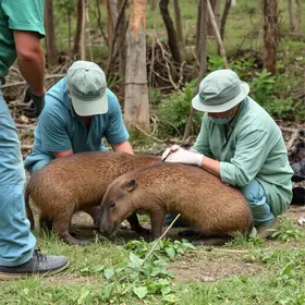 resgate de capivaras feridas